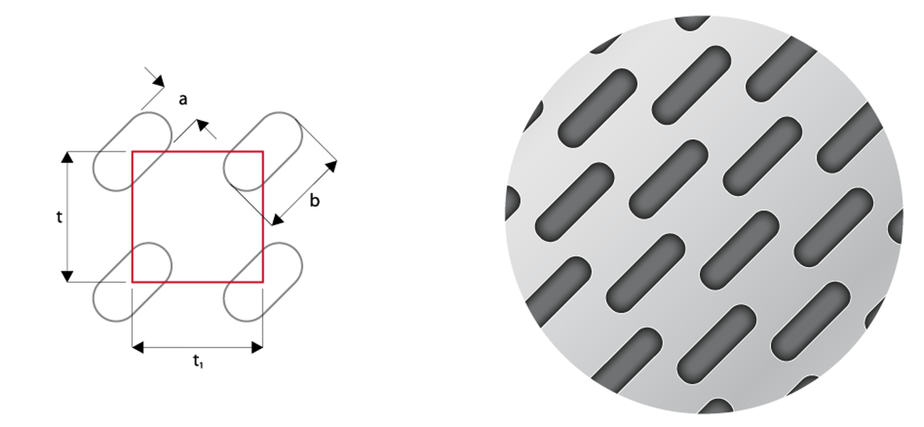 Ld овальные отверстия в шахматном порядке (45 градусов)